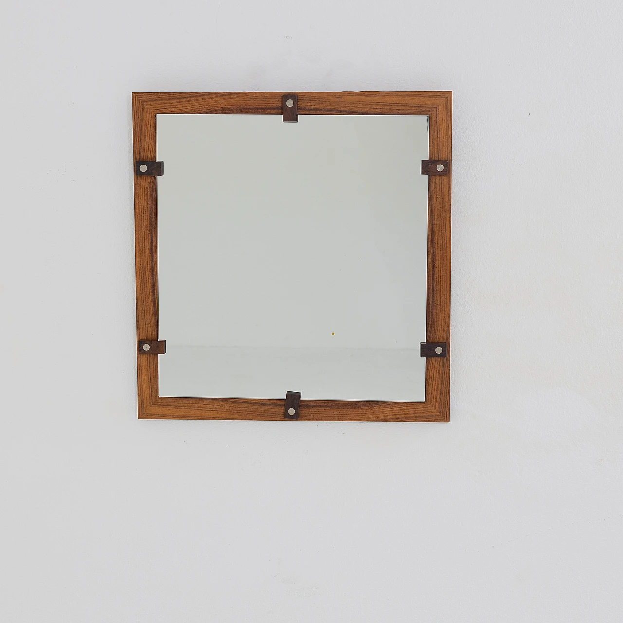 Specchio in palissandro e metallo di George Coslin per 3V, anni '70 1