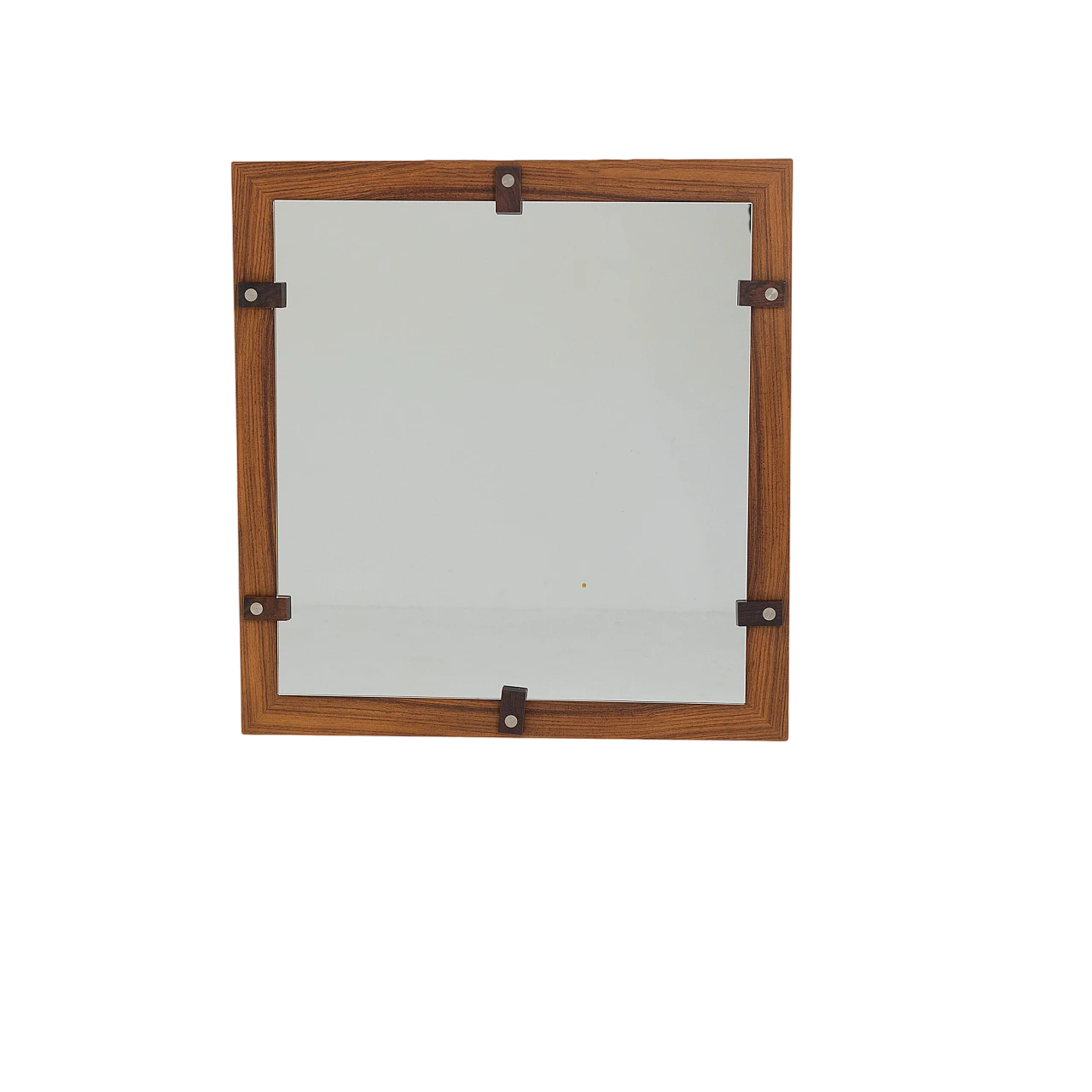 Specchio in palissandro e metallo di George Coslin per 3V, anni '70 2