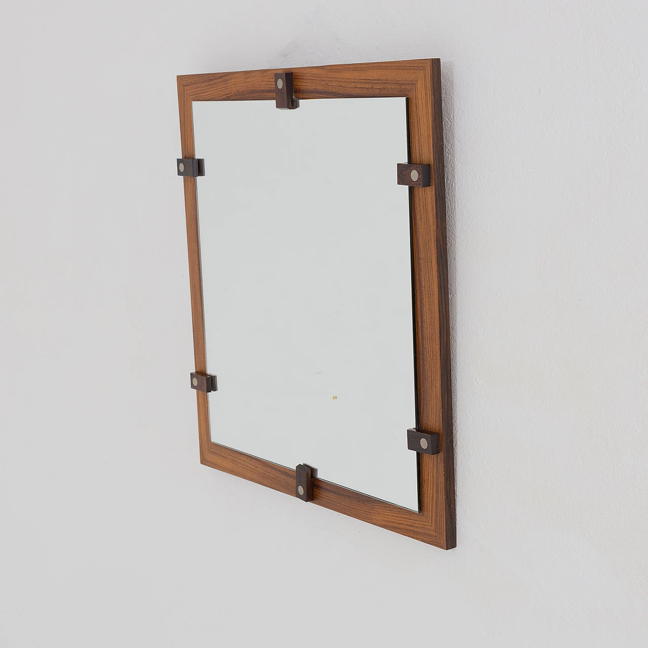 Specchio in palissandro e metallo di George Coslin per 3V, anni '70 3