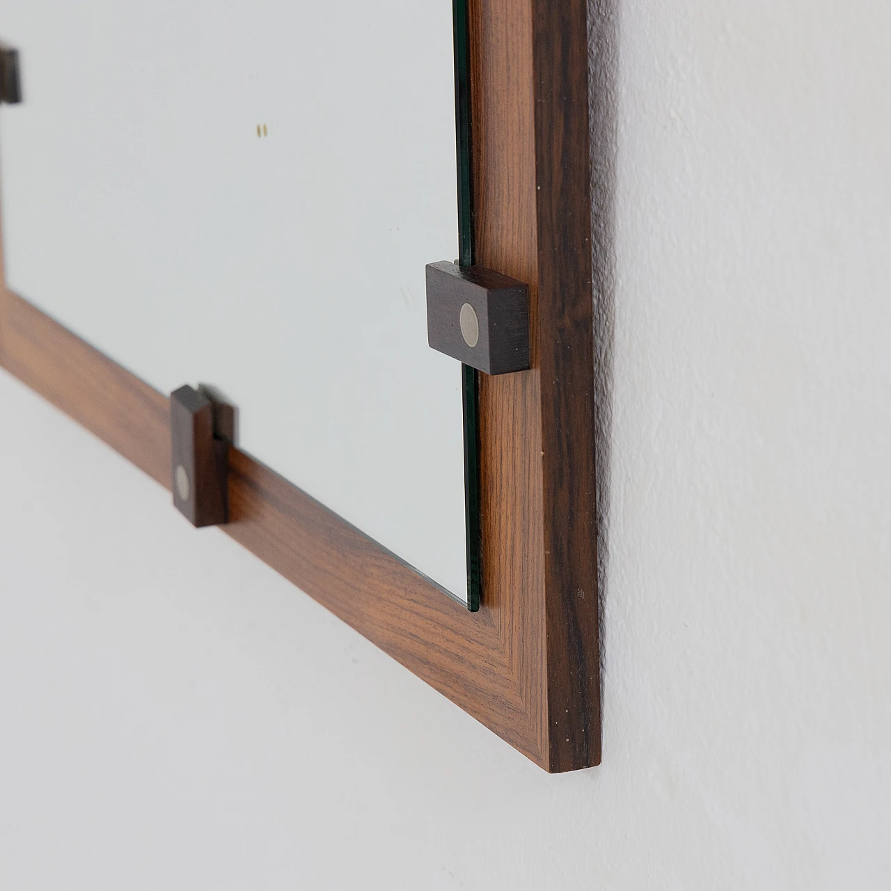 Specchio in palissandro e metallo di George Coslin per 3V, anni '70 4