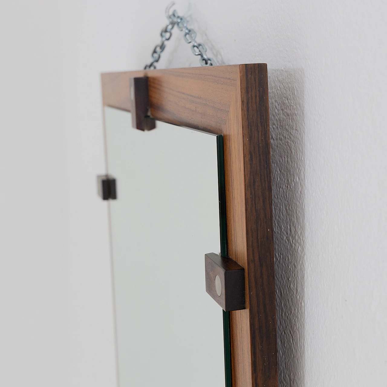 Specchio in palissandro e metallo di George Coslin per 3V, anni '70 6