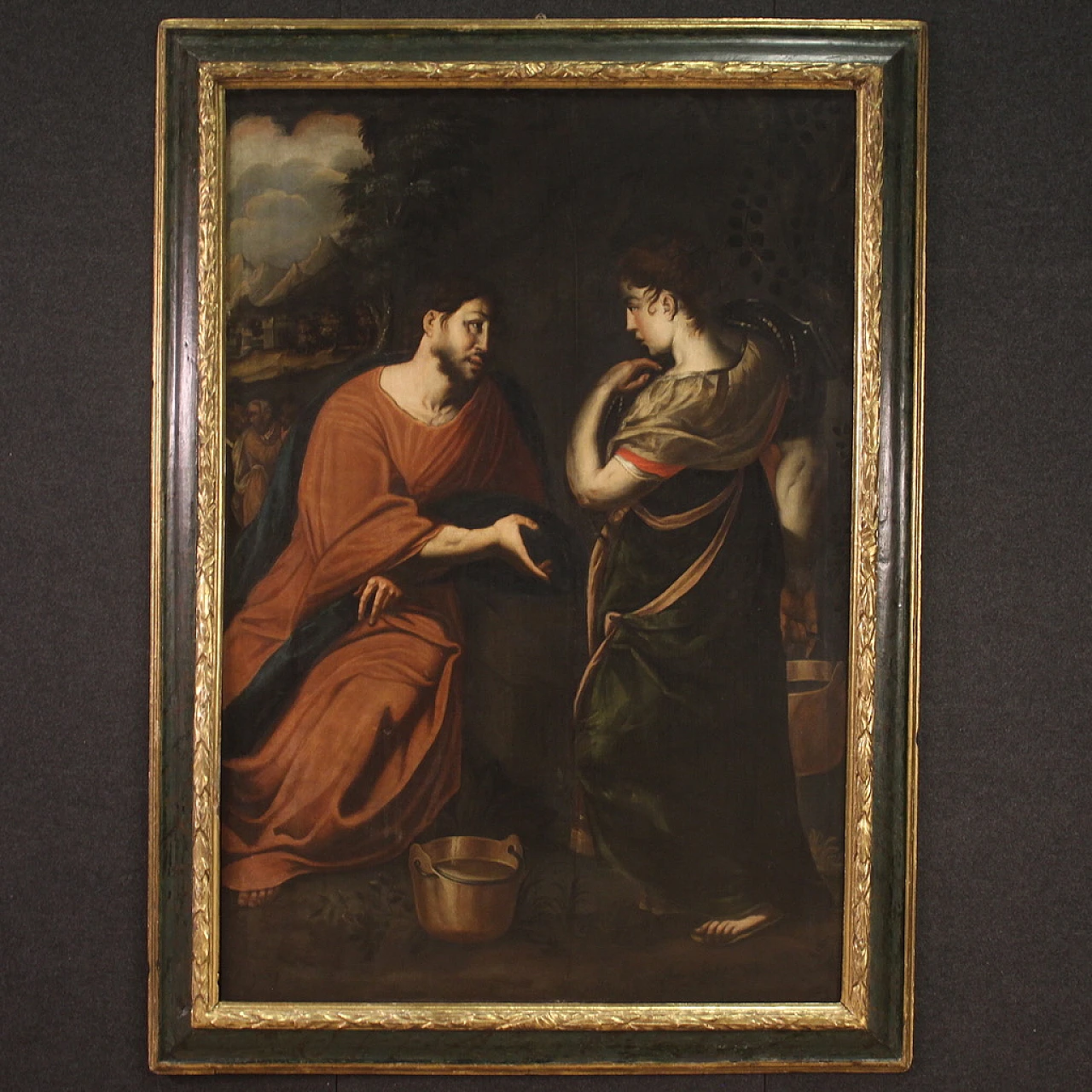 Christ and the Samaritan woman, oil painting on canvas, 17th century 1