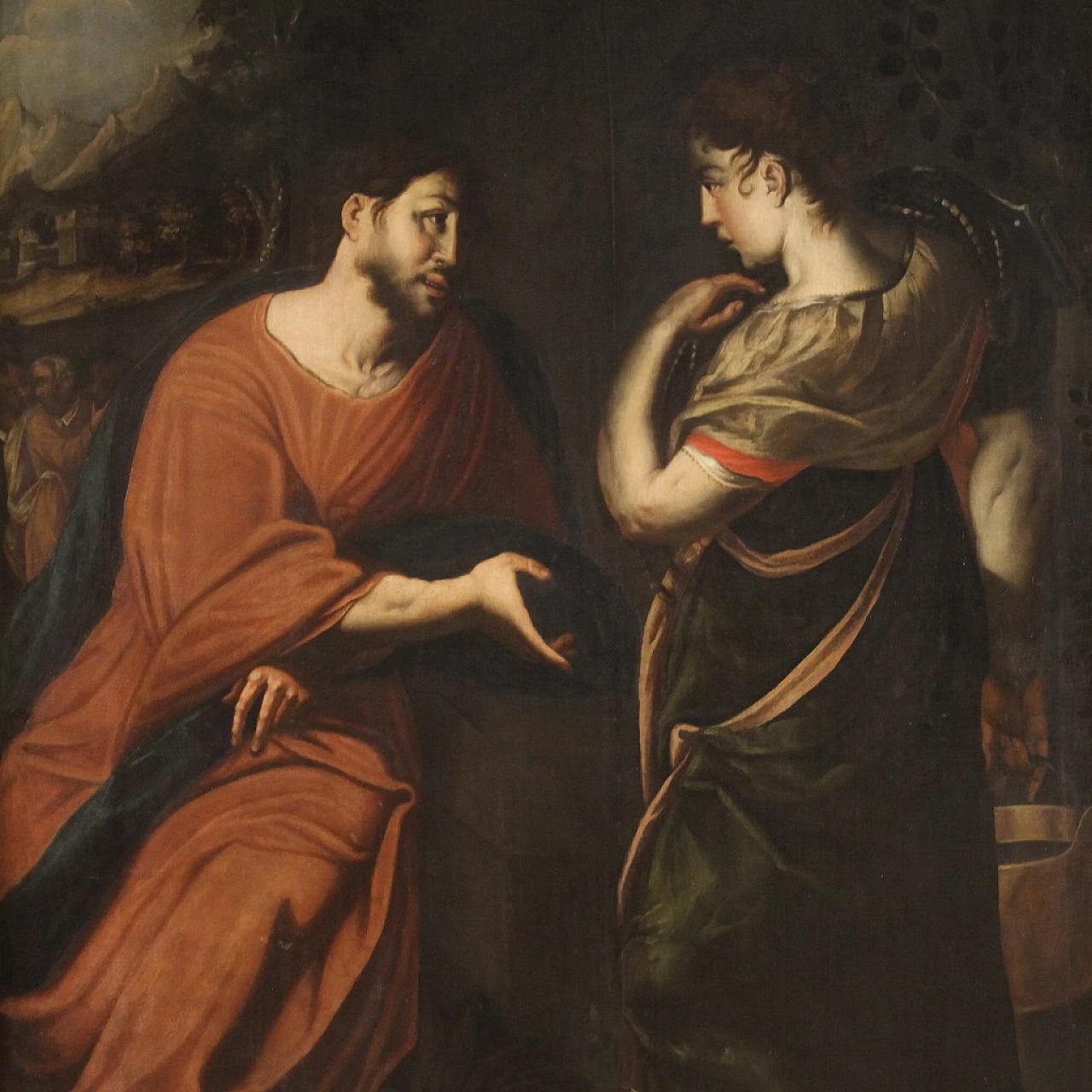 Christ and the Samaritan woman, oil painting on canvas, 17th century 3