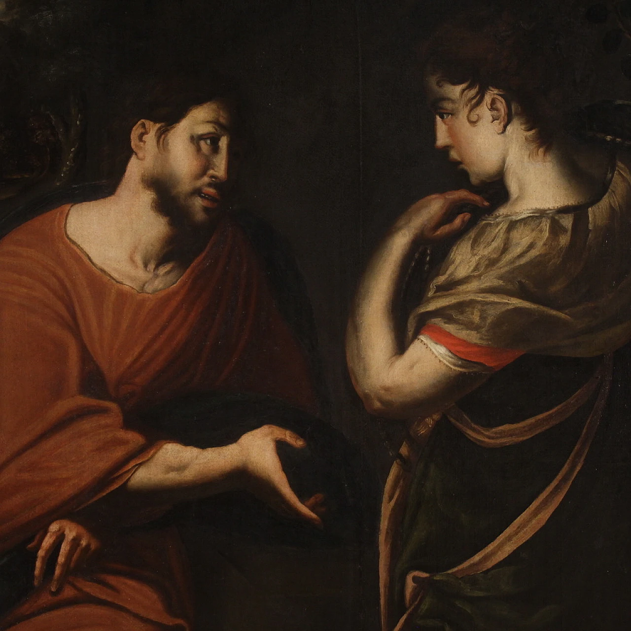 Christ and the Samaritan woman, oil painting on canvas, 17th century 8