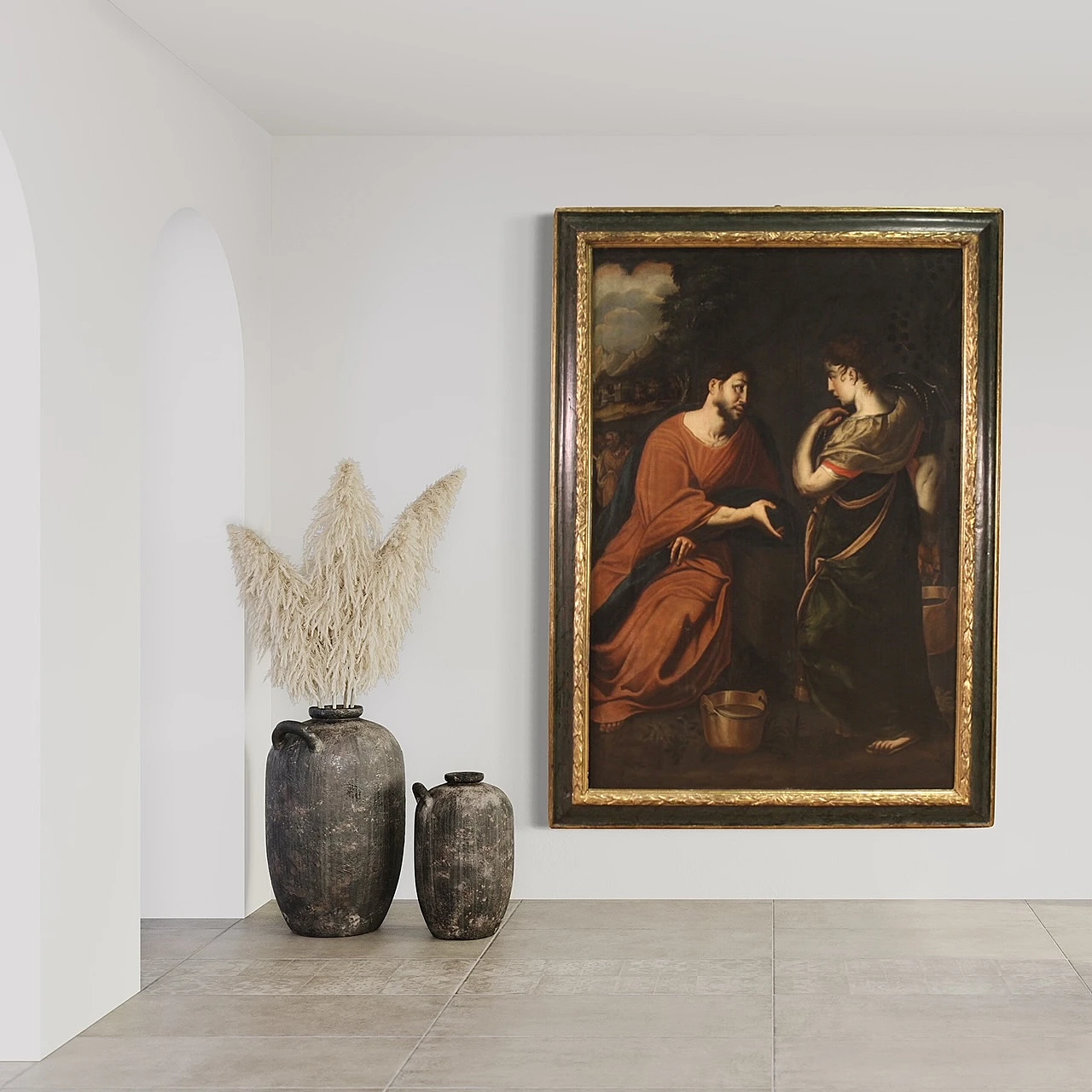 Christ and the Samaritan woman, oil painting on canvas, 17th century 15