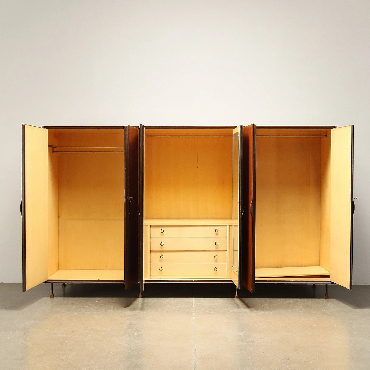 Armadio a sei ante in legno impiallacciato teak, anni '60 3