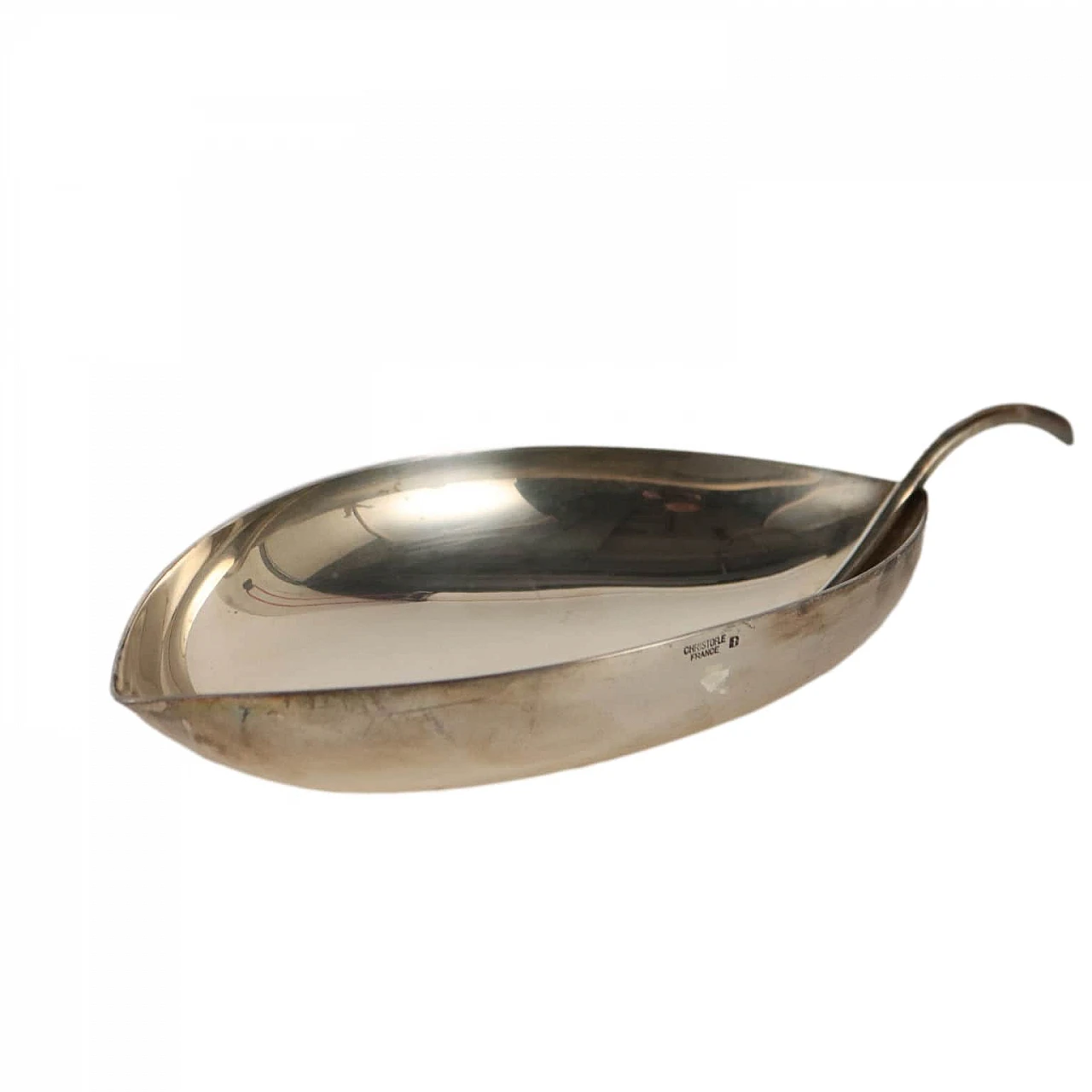 Silver-plated metal leaf bowl by L. Sabattini for Christofle, 1950 1