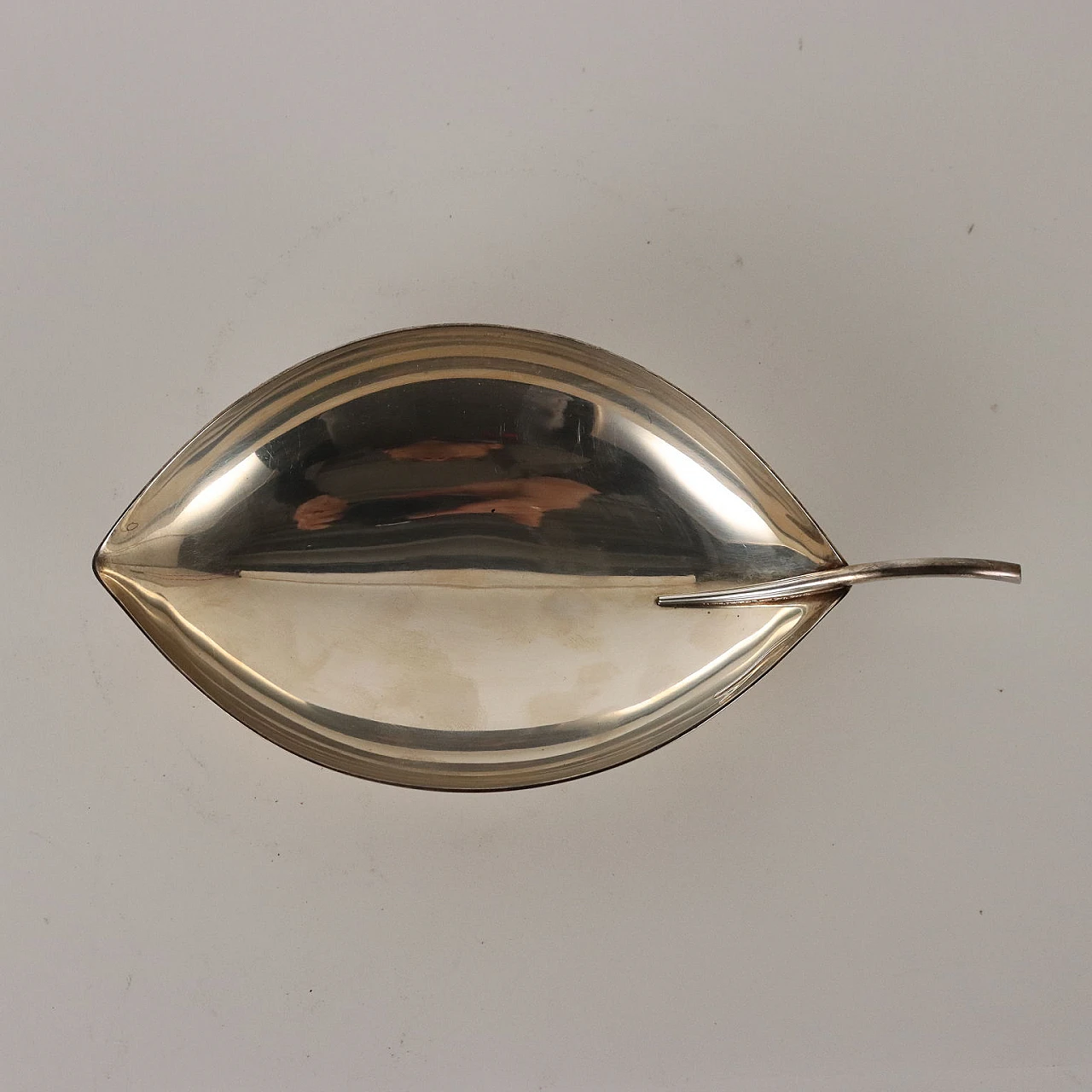 Silver-plated metal leaf bowl by L. Sabattini for Christofle, 1950 3