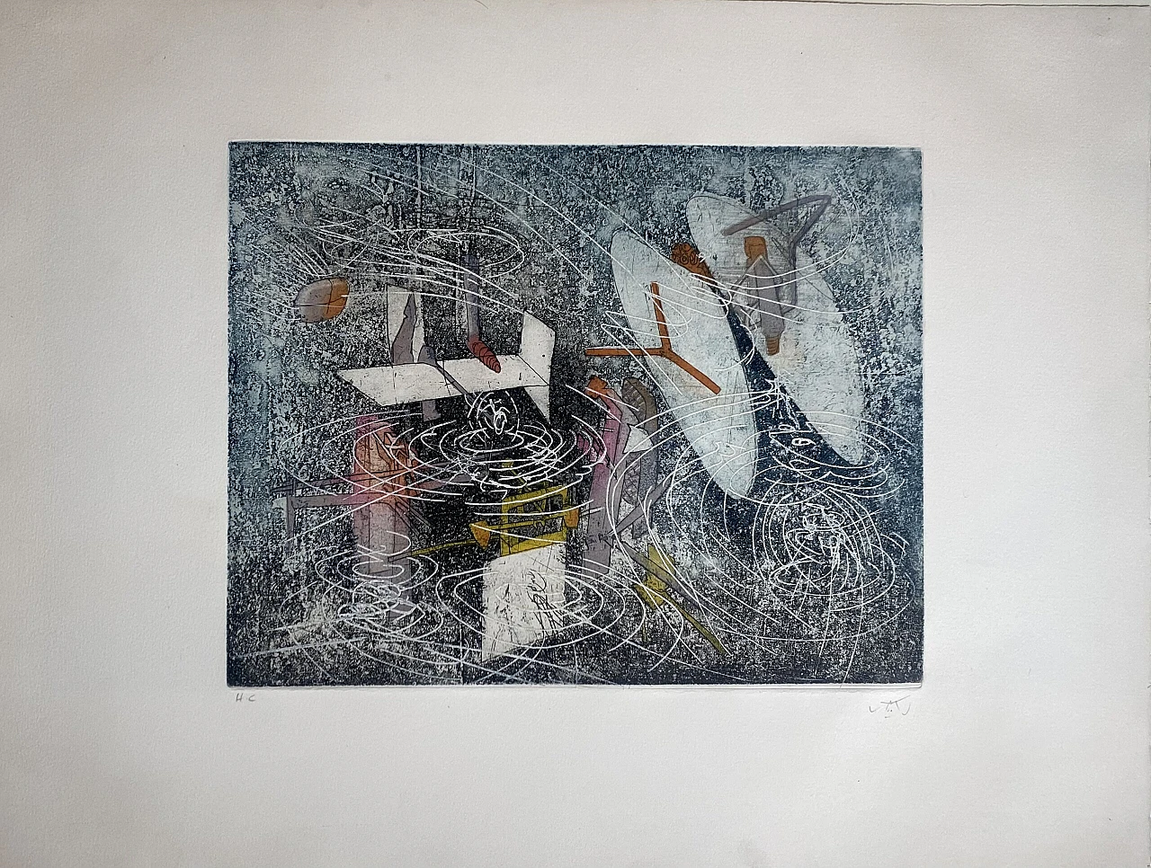 Roberto S. Matta, Composition, color etching and aquatint, 1976 1