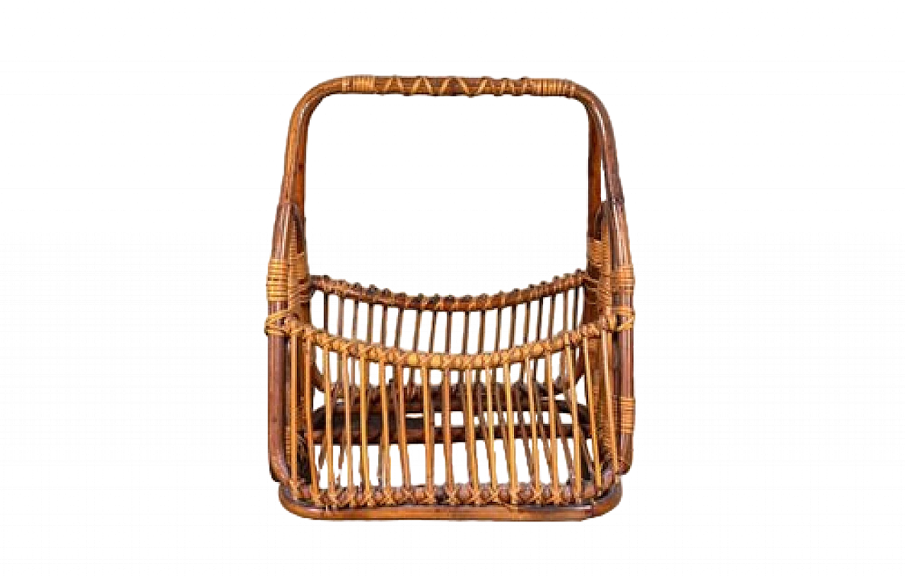 Wicker basket-shaped magazine rack, 1950s 6