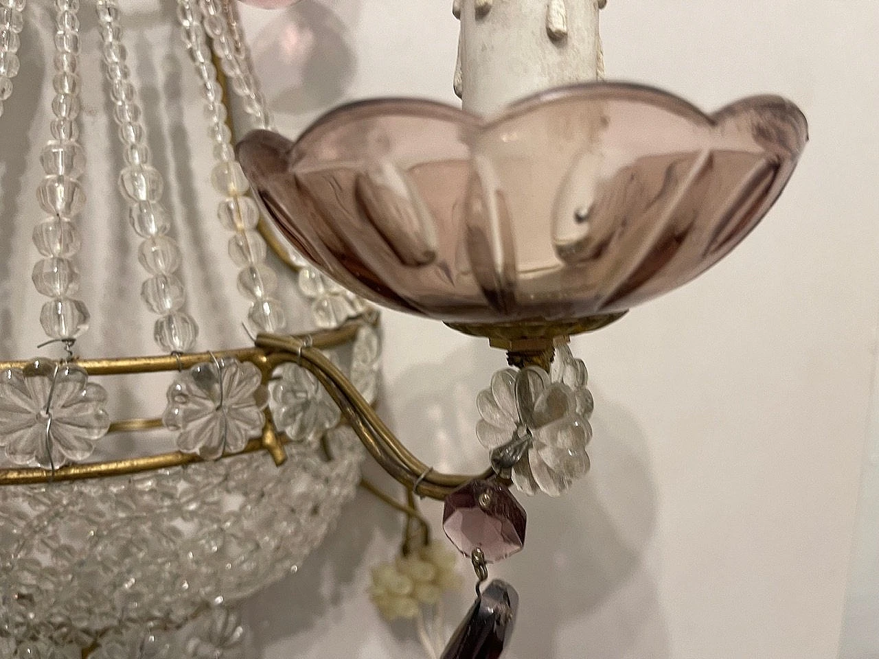 Pair of wall lights with glass beads, 1980s 8