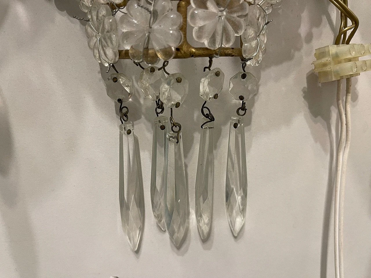 Pair of wall lights with glass beads, 1980s 9