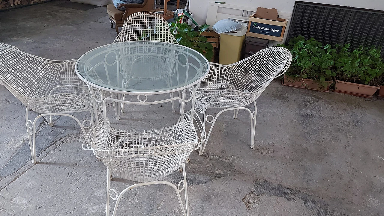 4 Sedie e tavolo in ferro plastificato di Emu, anni '70 5