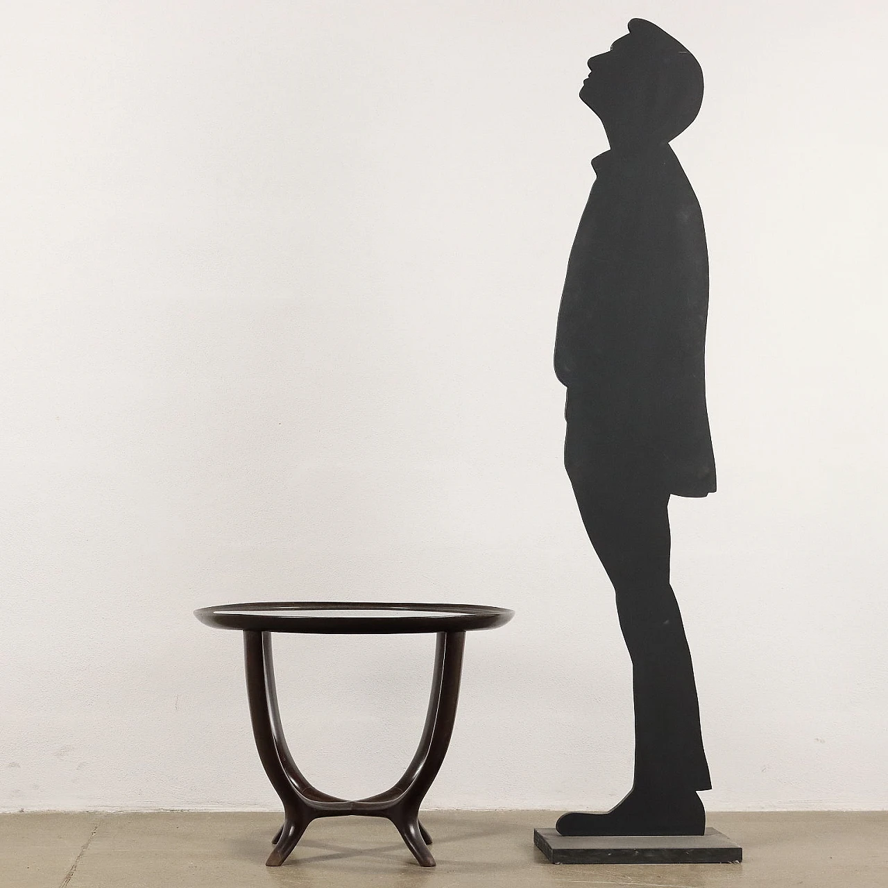 Ebony-stained wooden coffee table with glass top, 1950s 2