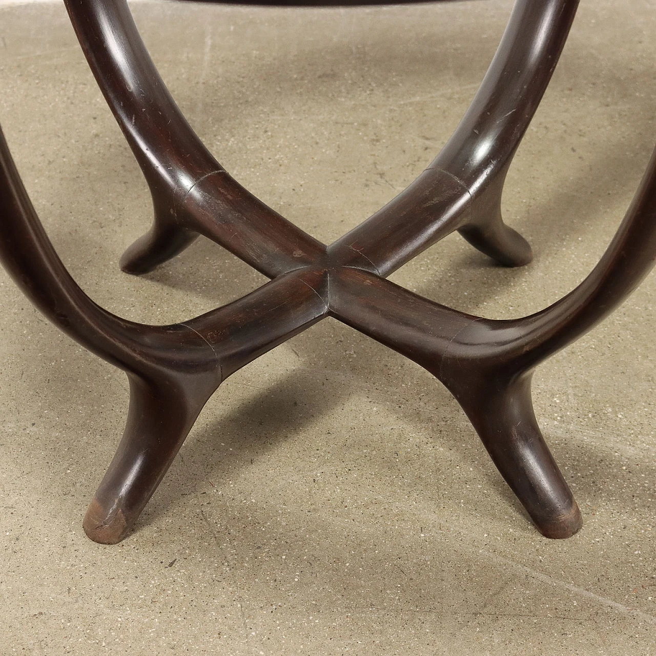 Ebony-stained wooden coffee table with glass top, 1950s 4