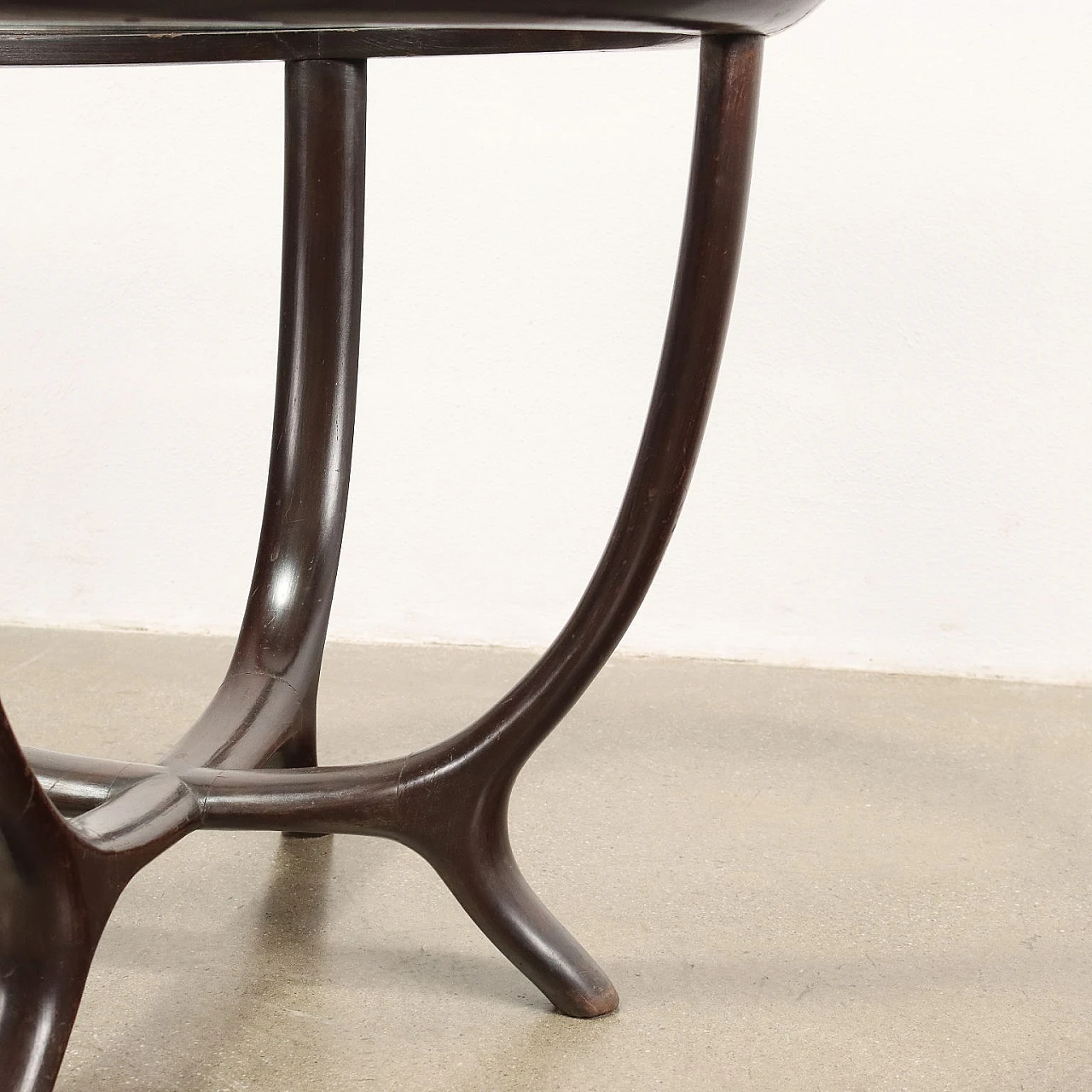 Ebony-stained wooden coffee table with glass top, 1950s 5