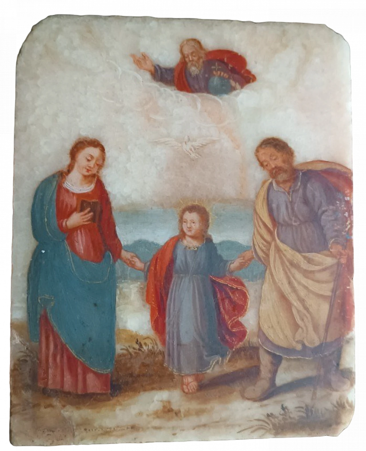 Sacra Famiglia, dipinto su alabastro, '700 2