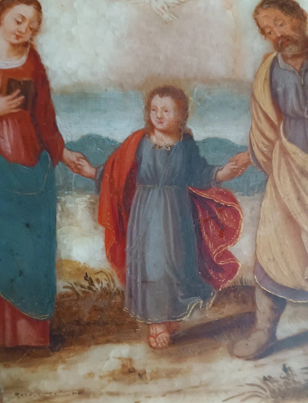 Sacra Famiglia, dipinto su alabastro, '700 4