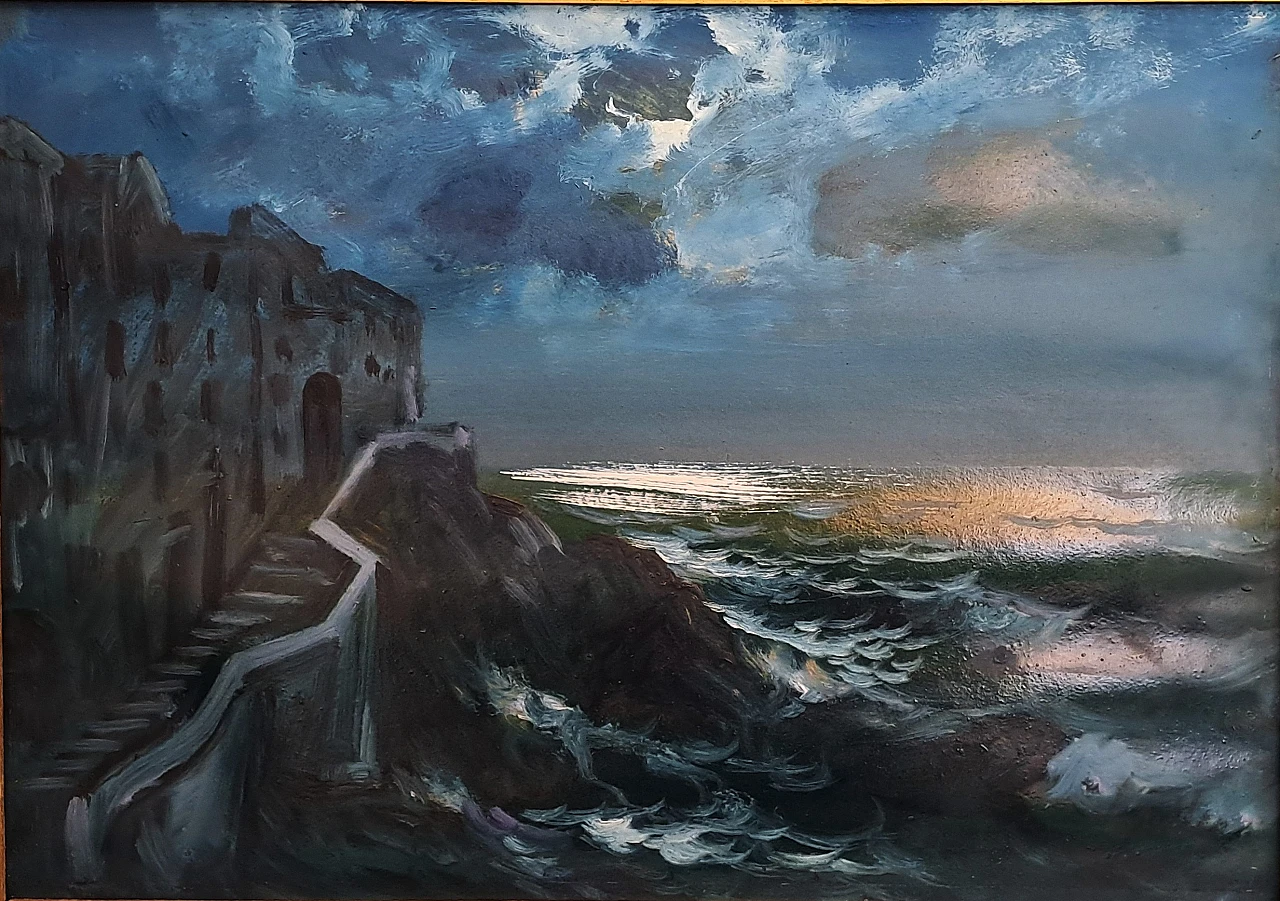 Giuseppe Caselli, San Giacomo di Riomaggiore, olio su carta, 1969 2