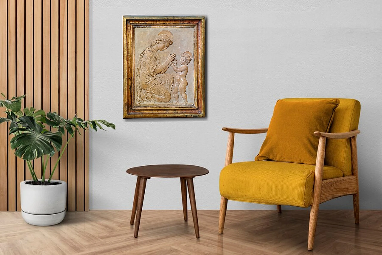 T. Bertolino, Madonna and Child, plaster bas-relief, 1940s 1