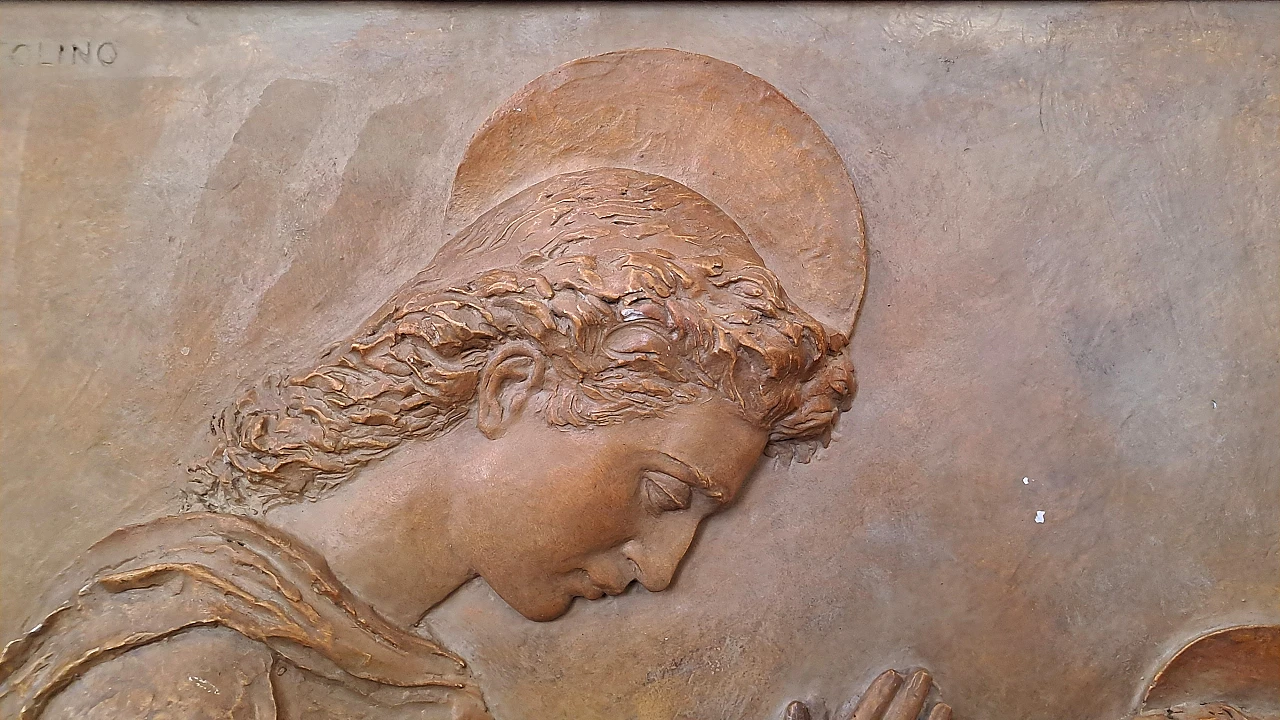 T. Bertolino, Madonna and Child, plaster bas-relief, 1940s 4