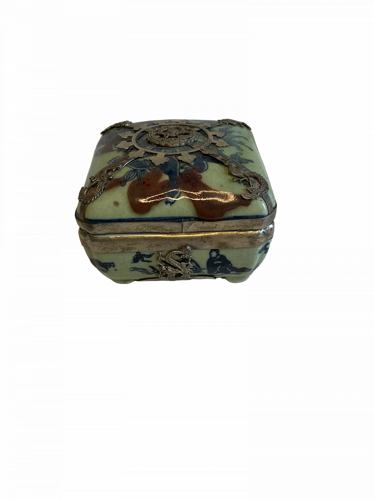 Celadon green porcelain ink box, 1920s 13