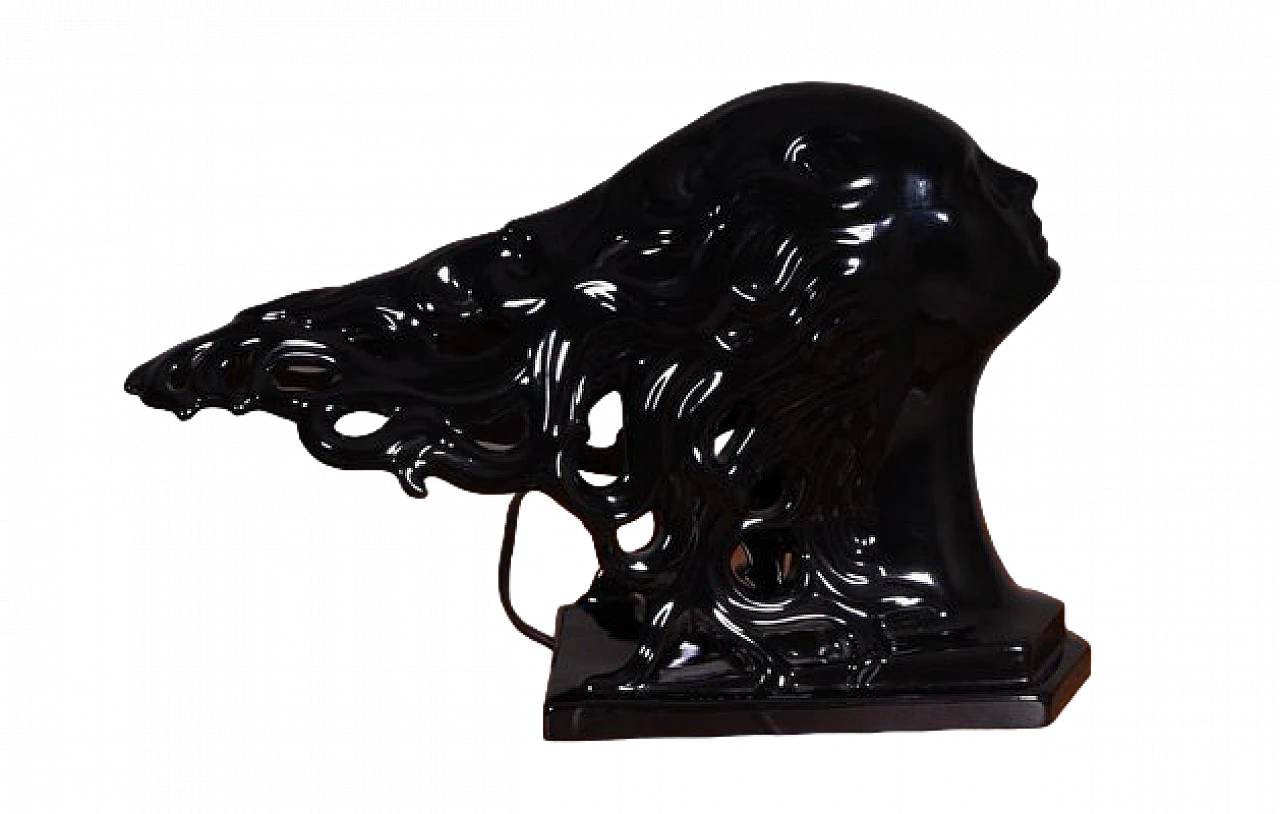 Lampada da tavolo a forma di donna in ceramica nera, anni '90 7