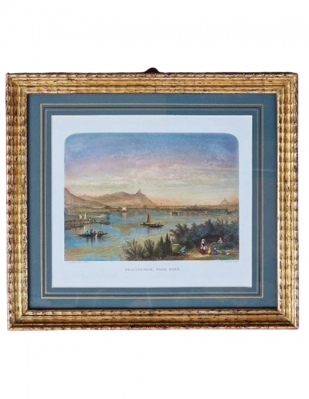 Brandard - Hammersley, Veduta sul Reno, incisione acquarellata, '800 2