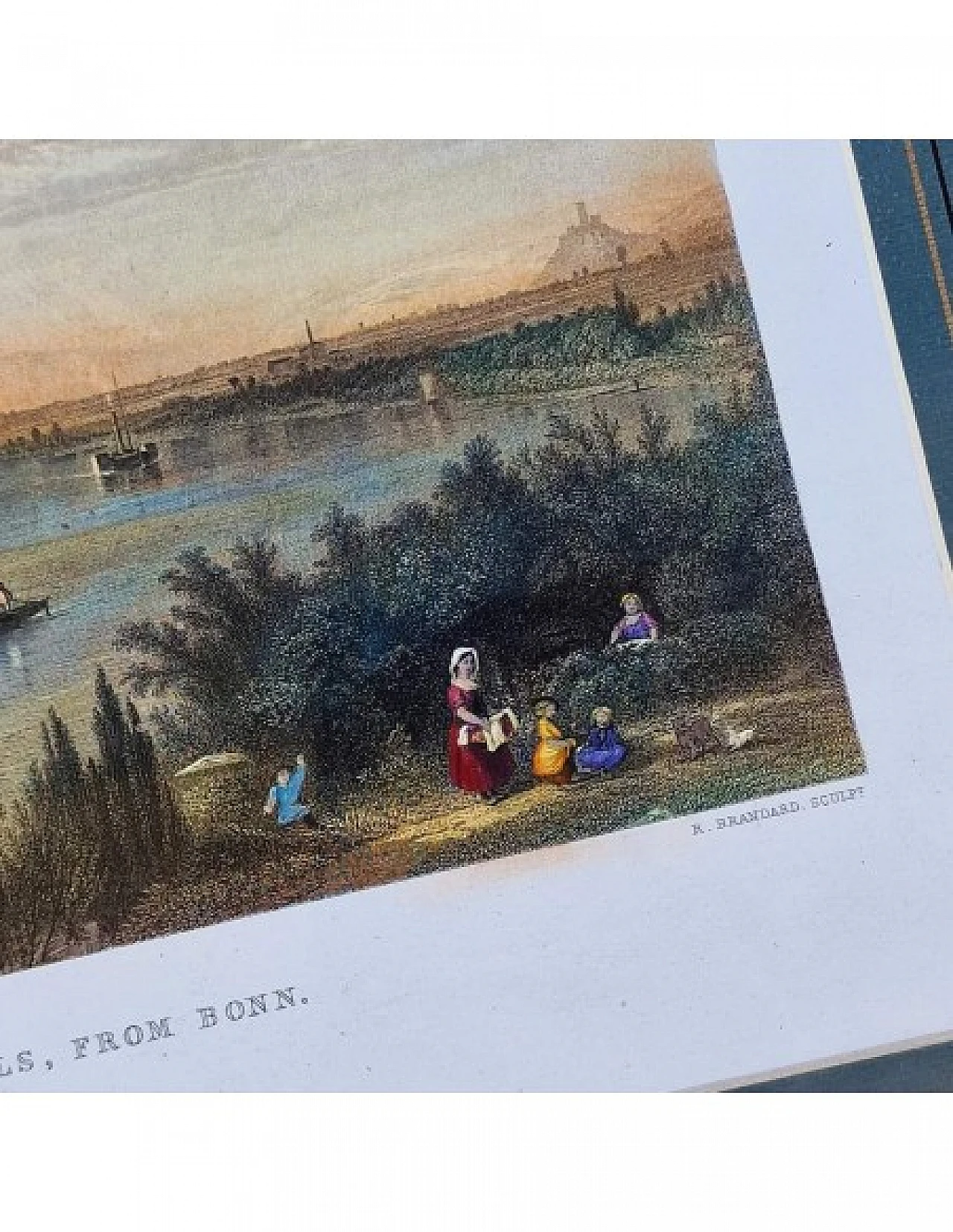 Brandard - Hammersley, Veduta sul Reno, incisione acquarellata, '800 4