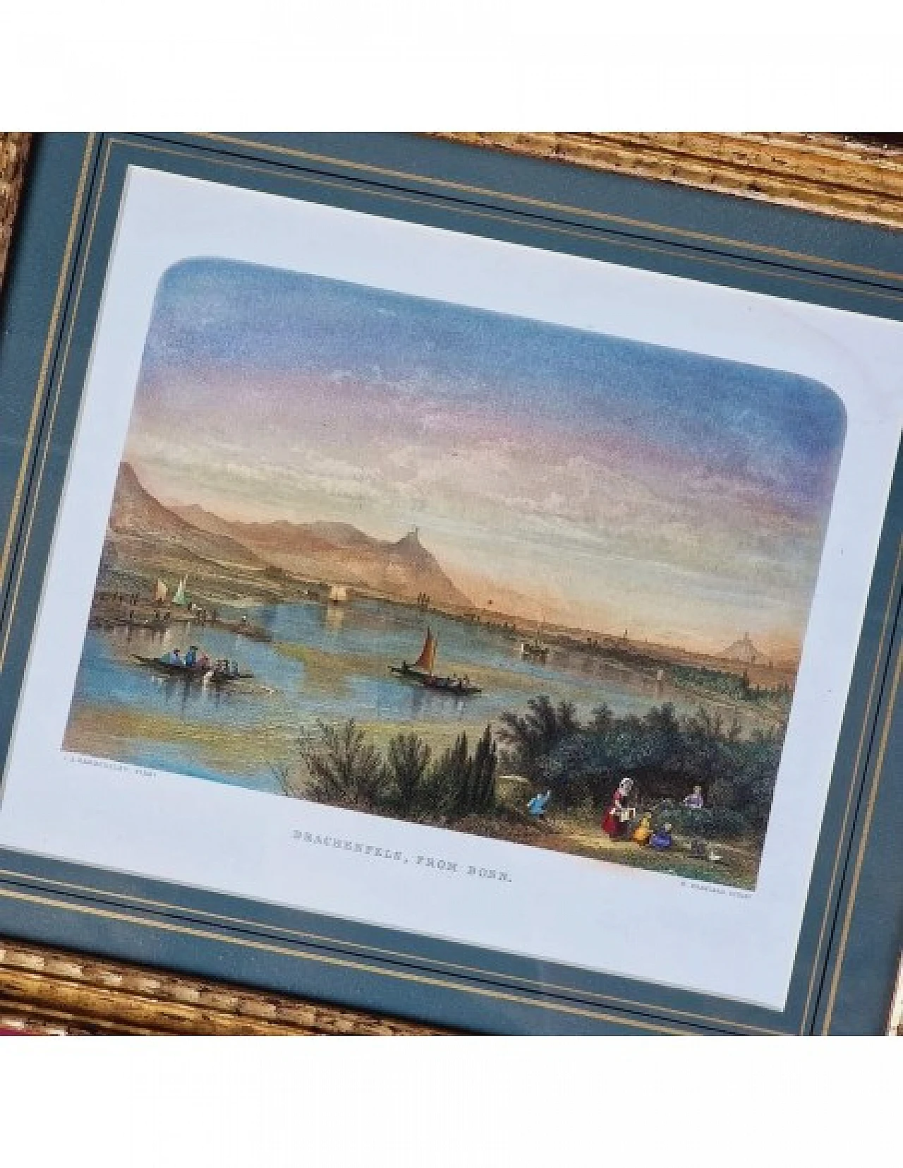 Brandard - Hammersley, Veduta sul Reno, incisione acquarellata, '800 5