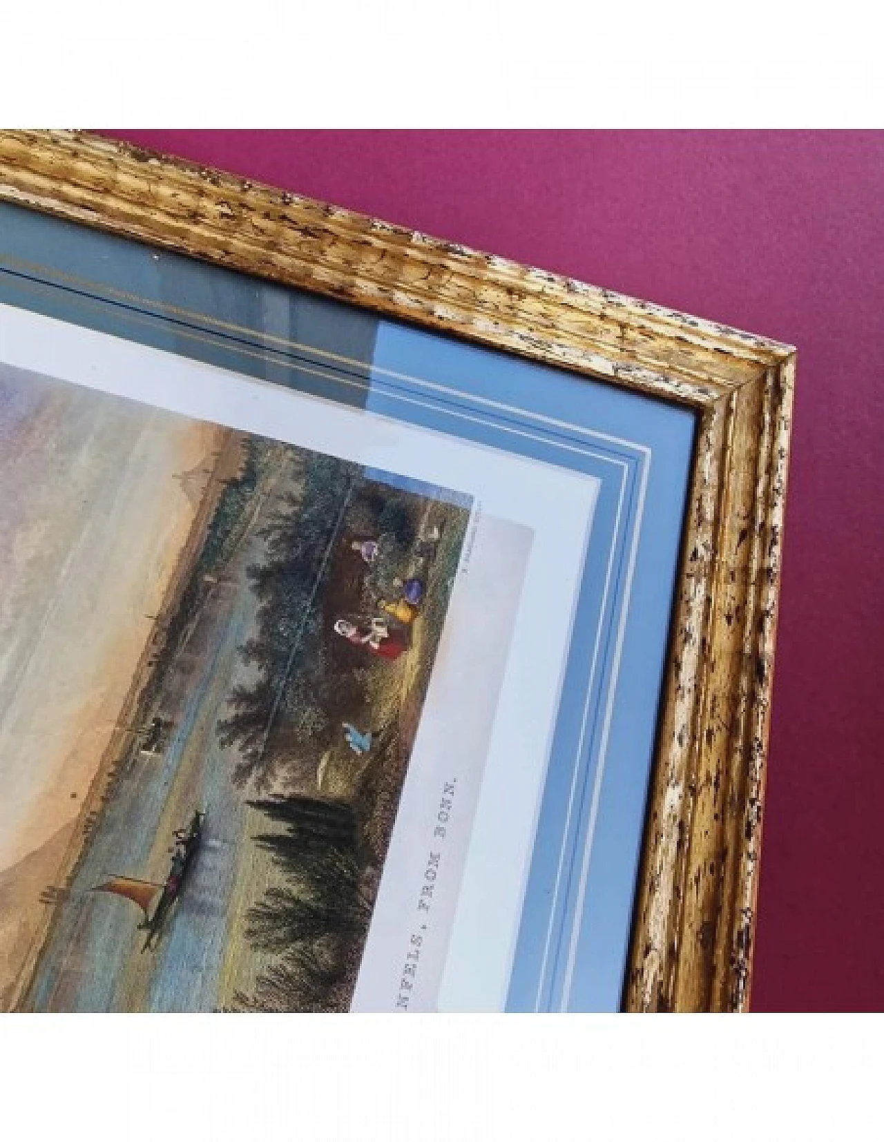 Brandard - Hammersley, Veduta sul Reno, incisione acquarellata, '800 9