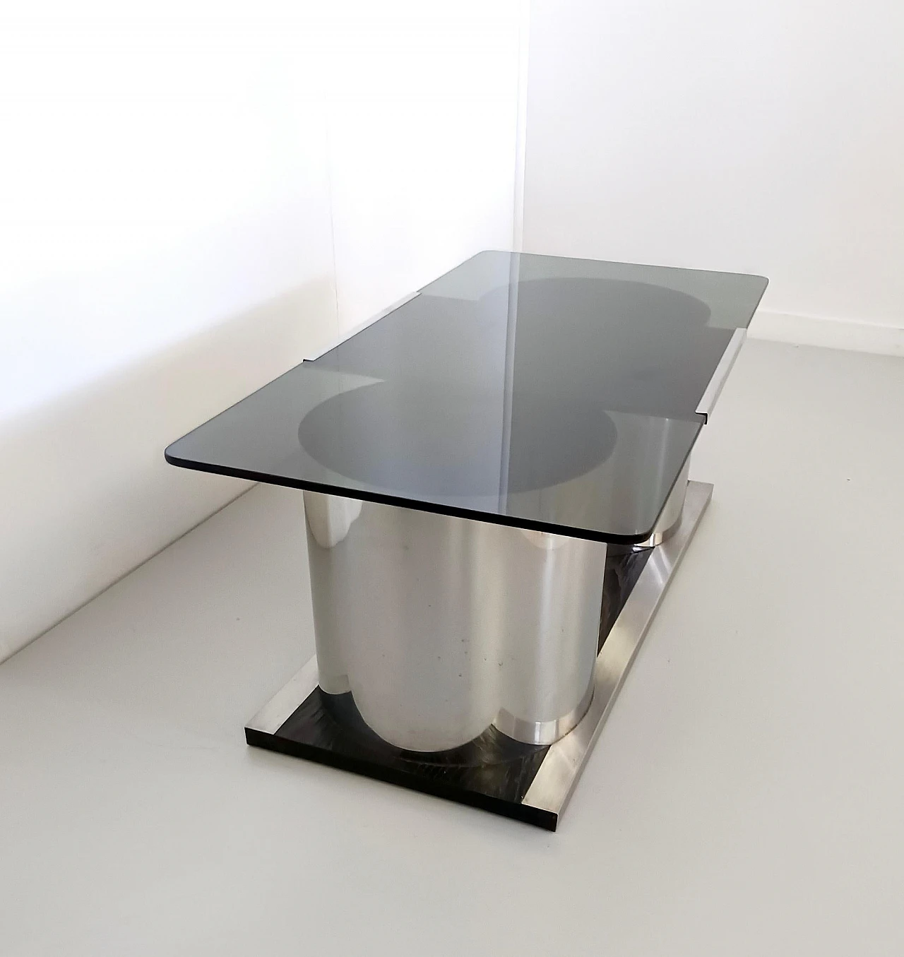 Coffee table with smoked glass top in the François Monnet style, 1970s 5