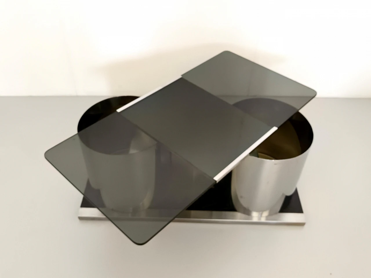 Coffee table with smoked glass top in the François Monnet style, 1970s 7