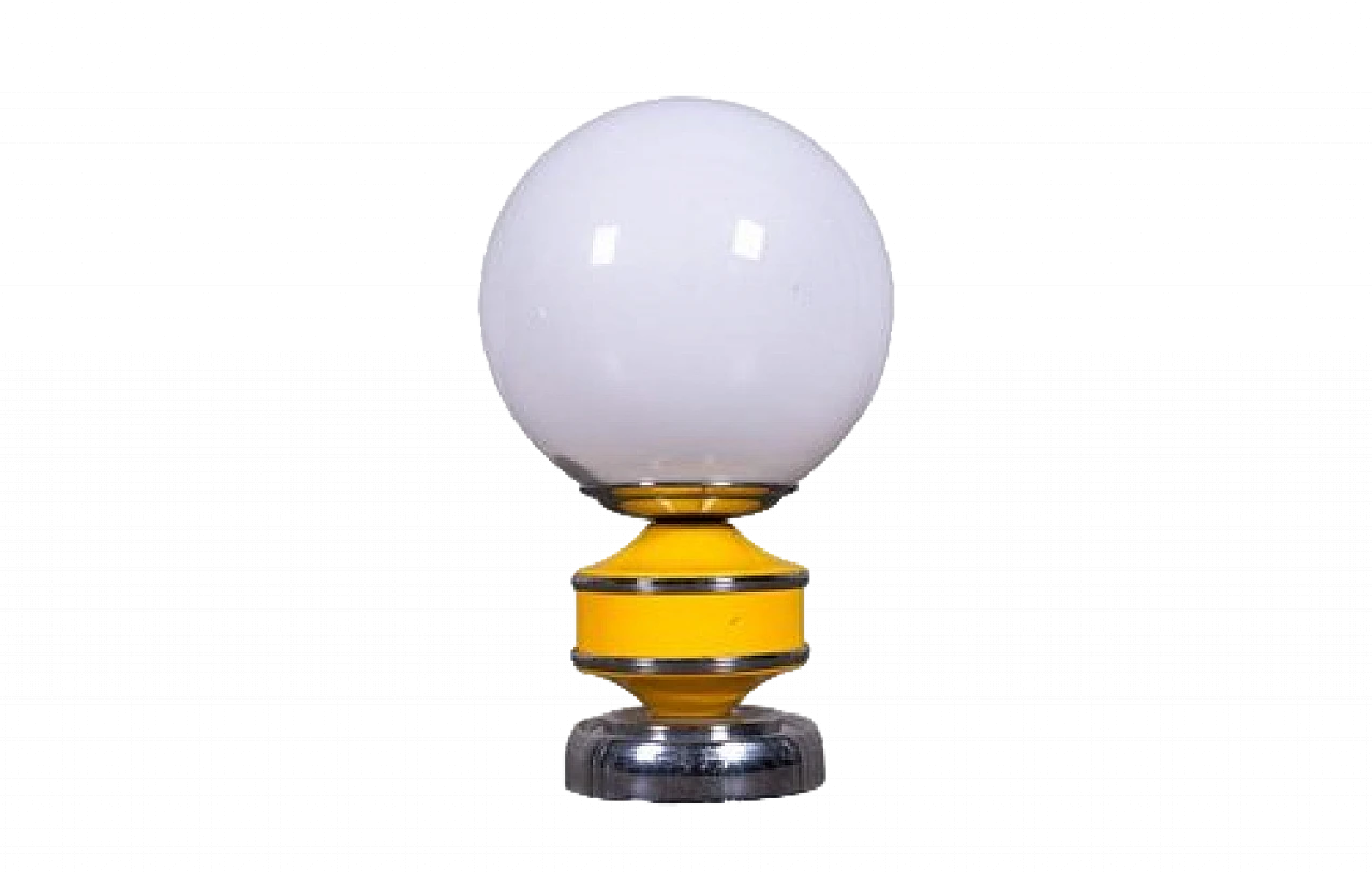 Spherical table lamp in chromed and yellow metal, 1970s 5