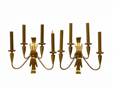 Coppia di applique in ottone di Gaetano Sciolari, anni '70