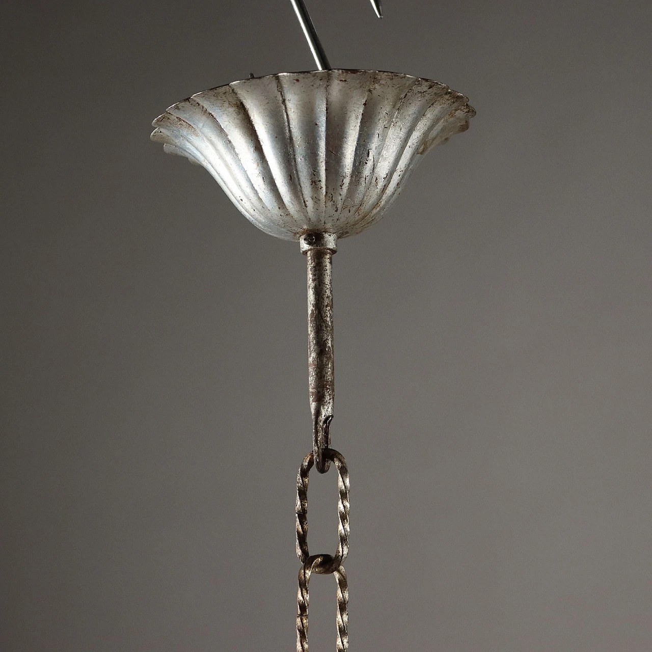 Twelve-light silver wood and crystal chandelier 4