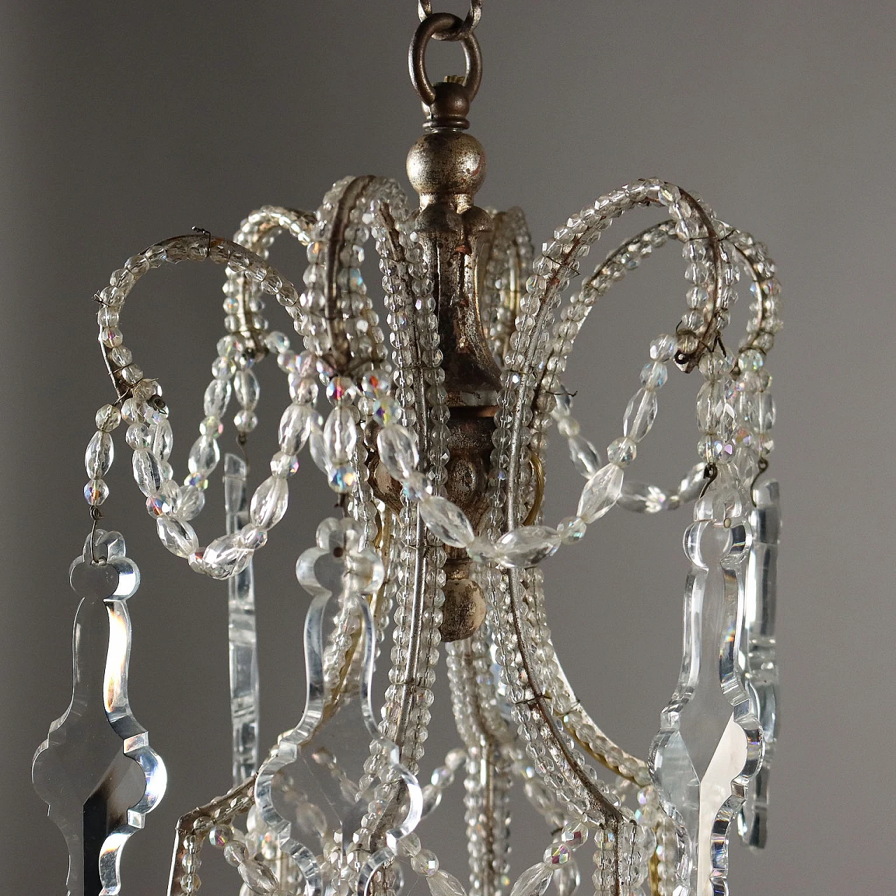 Twelve-light silver wood and crystal chandelier 5