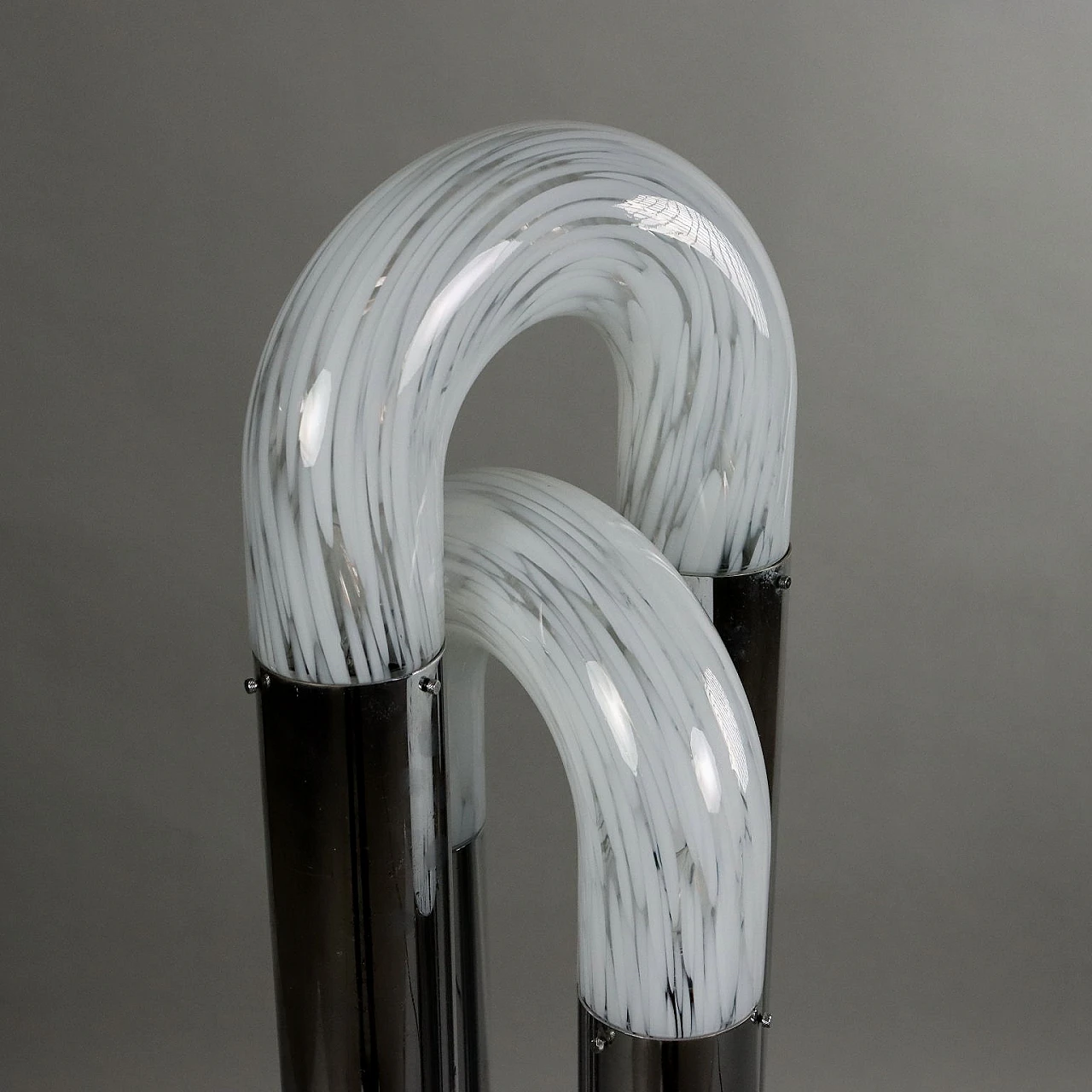 Floor Lamp in chromed metal & curved glass in C. Nason style, 1960s 6