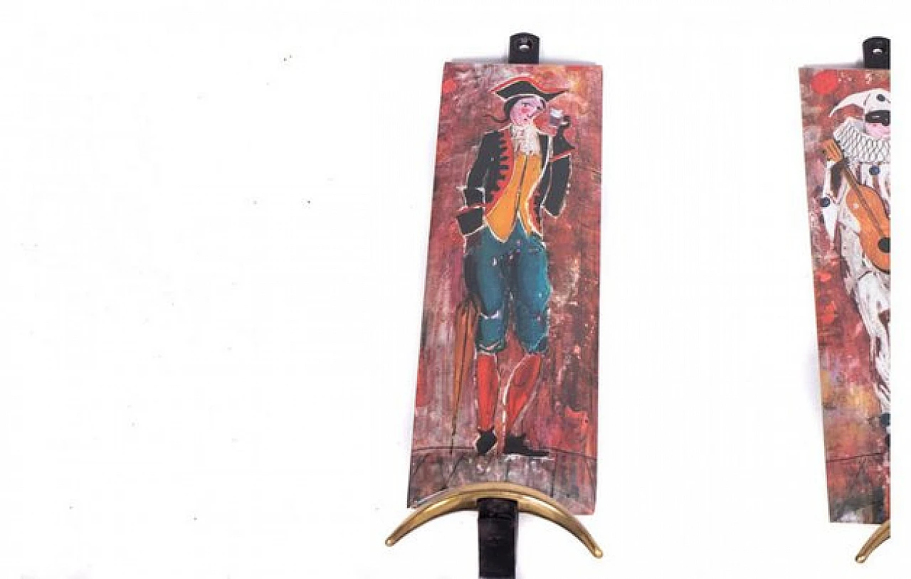 3 Appendiabiti con Meneghino, Pulcinella e Arlecchino, anni '70 4