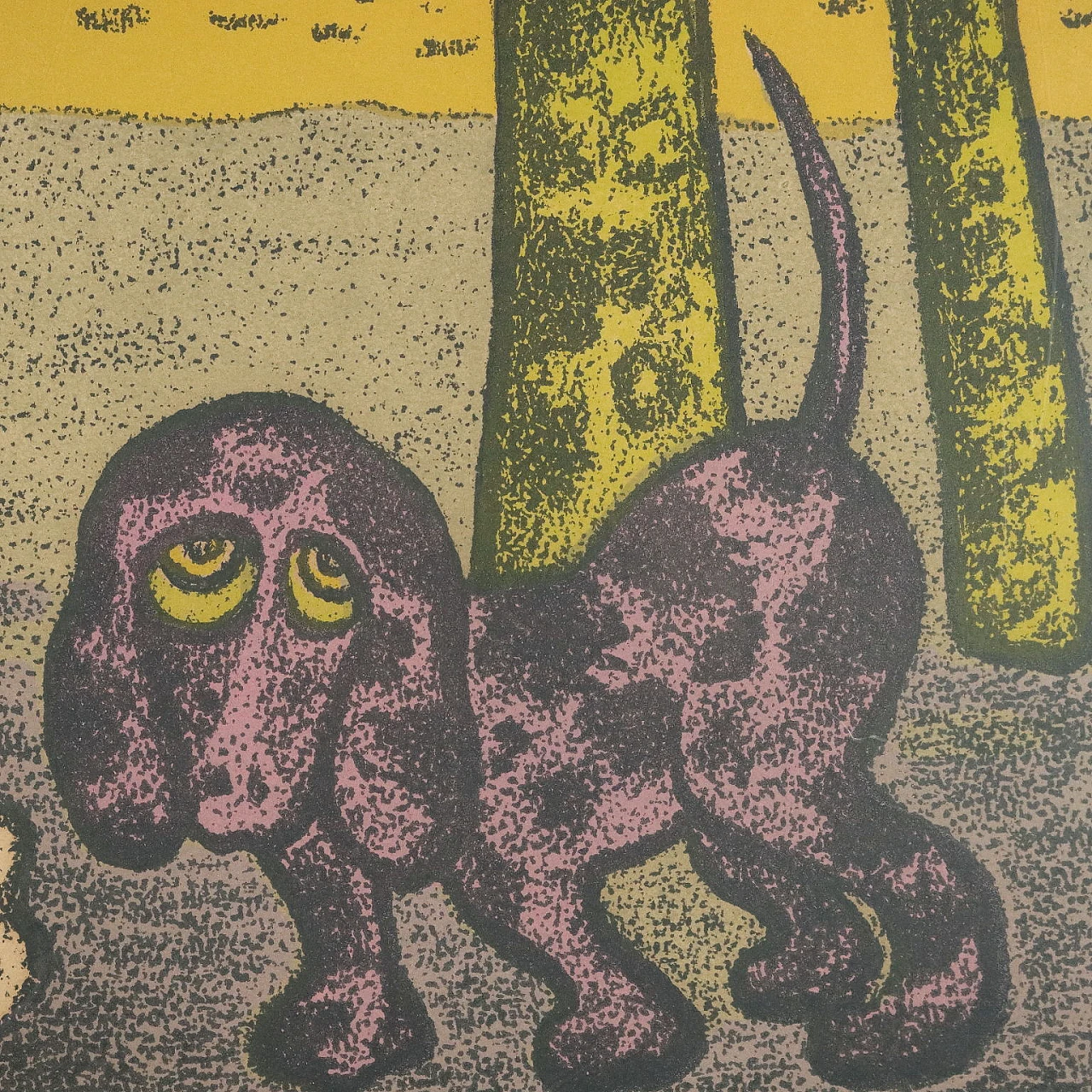 Giuseppe Viviani, Uomo con cane, litografia, 1962 4