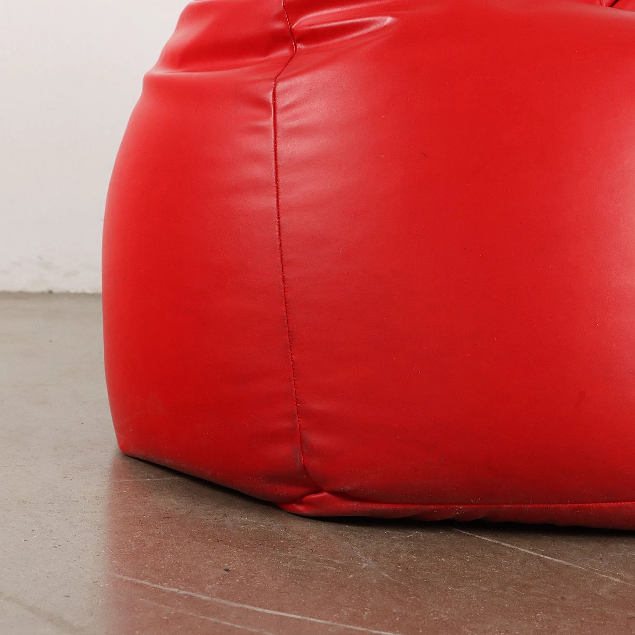 CAB SACCO POLTRONA XXL In ECOPELLE ROSSO | Misura 95x130 Cm | Riempito In Perle Di Polistirolo Morbido | Sfoderabile Con Doppia Cerniera