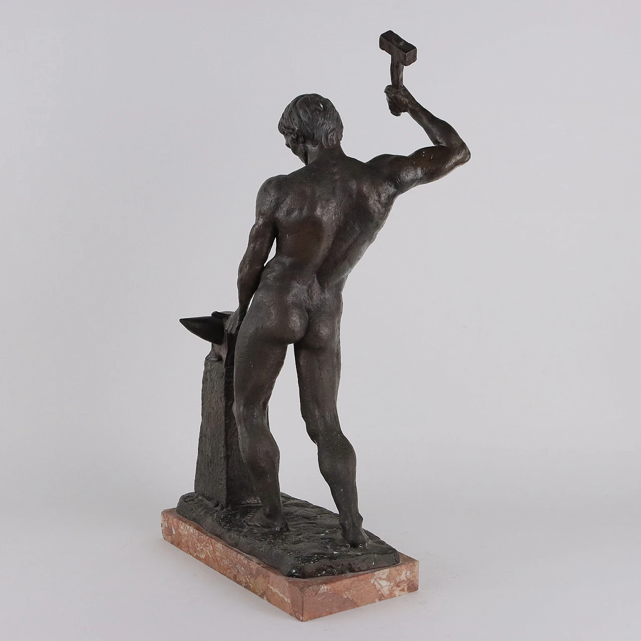 Giannetti, Il Fabbro, nudo maschile, bronze sculpture and marble base 7