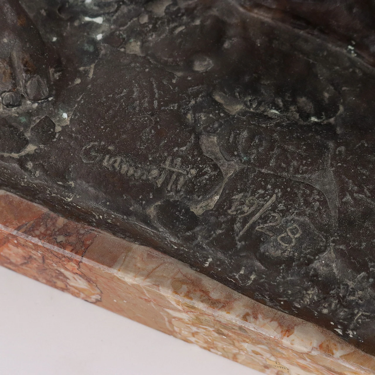 Giannetti, Il Fabbro, nudo maschile, bronze sculpture and marble base 10