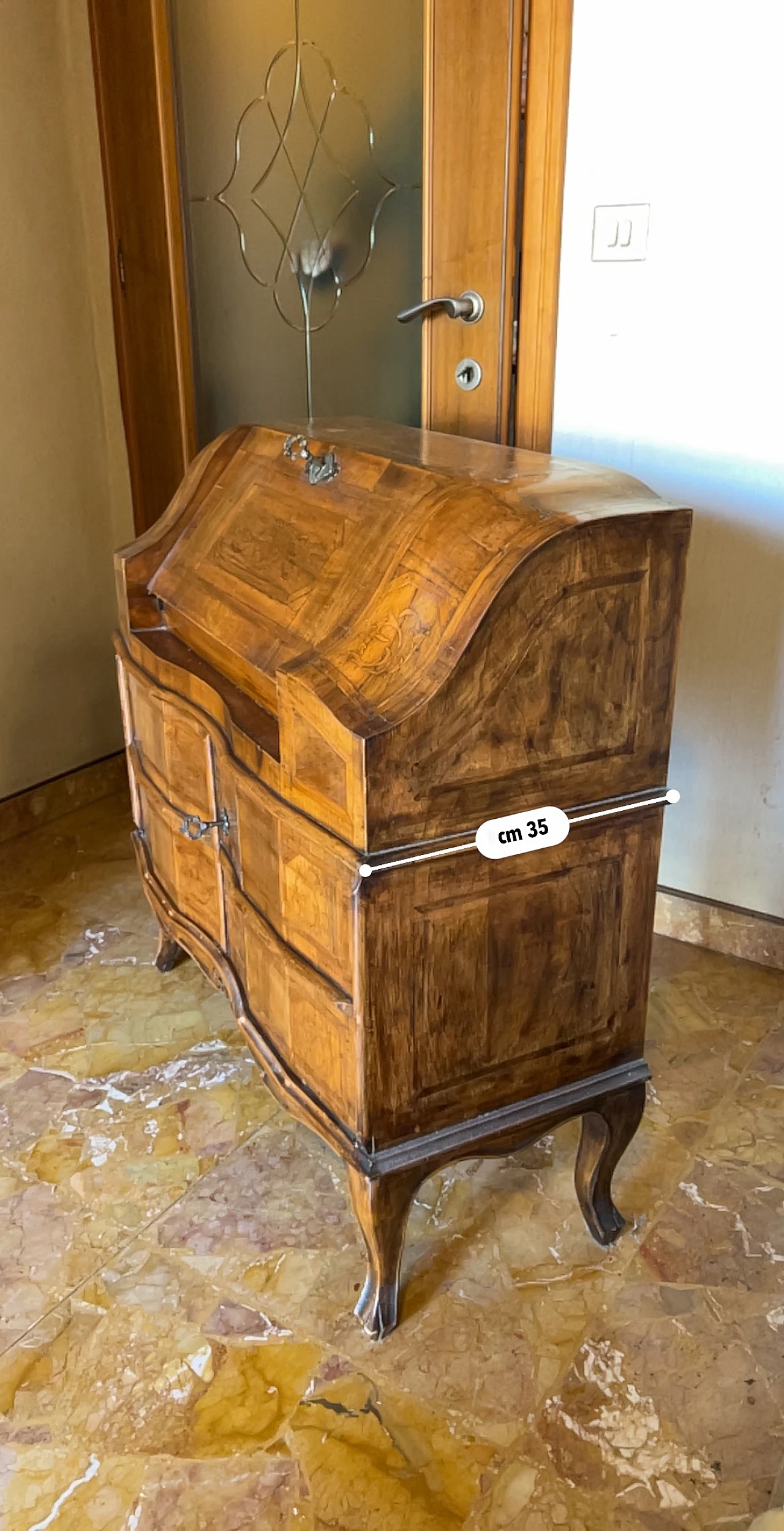 Ribalta con cassetti in stile Barocco in noce, '800 2