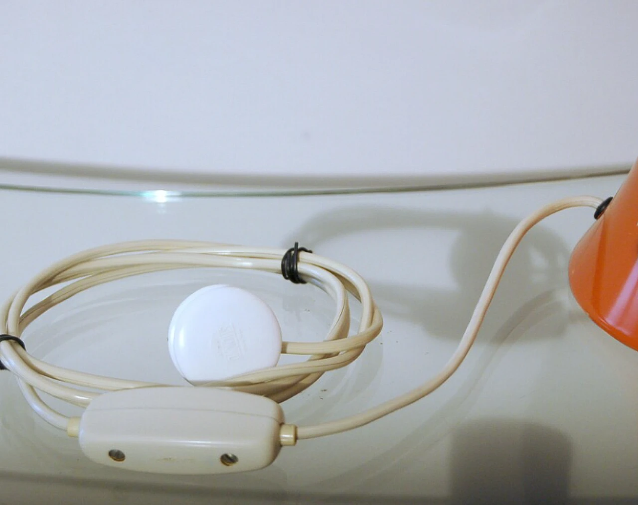 Table lamp with orange metal & glass sphere by Stilnovo, 1960s 5