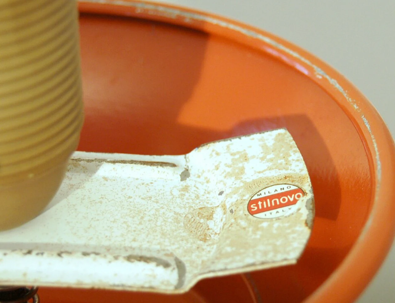 Table lamp with orange metal & glass sphere by Stilnovo, 1960s 10