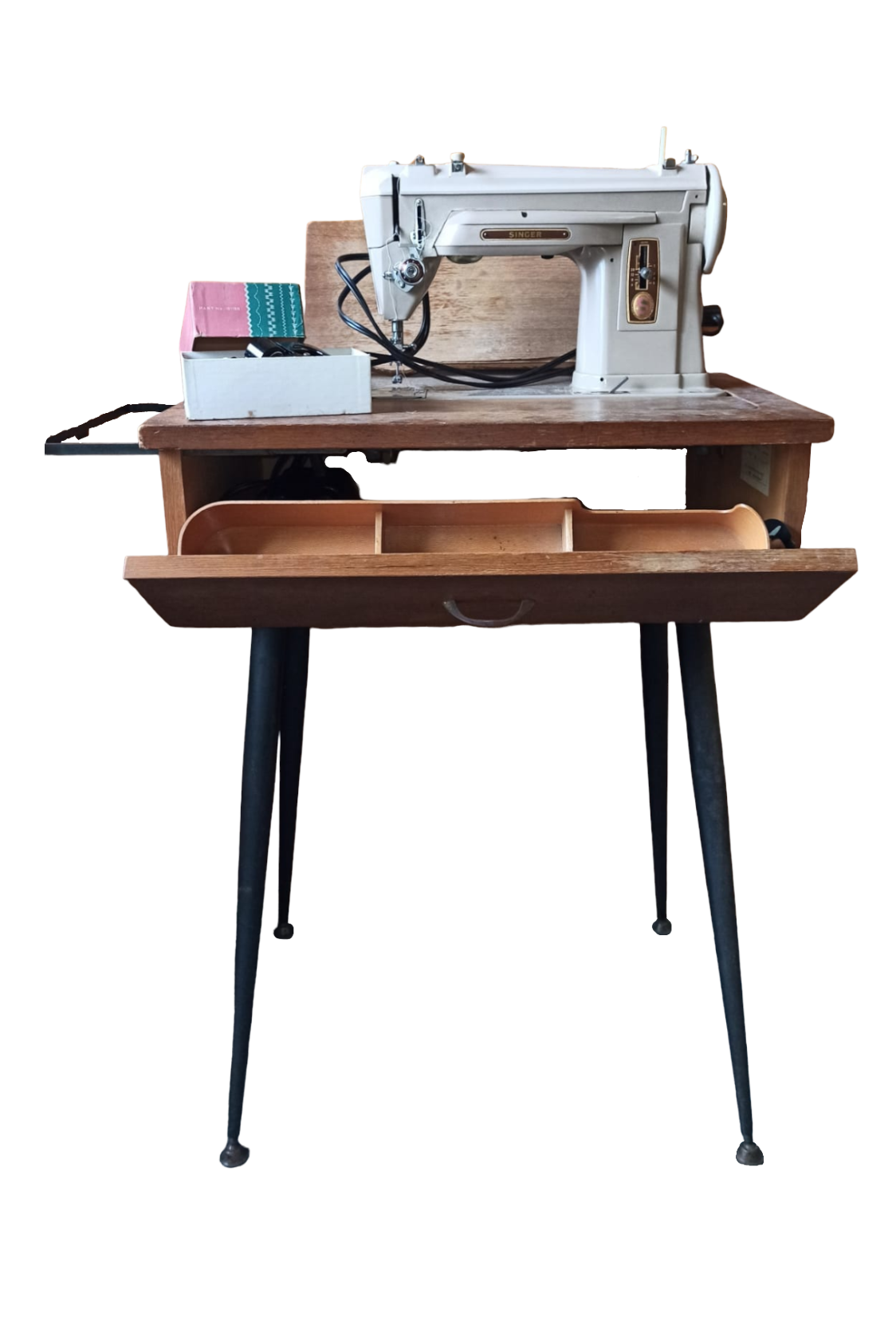 Singer sewing machine with folding work table, 1960s intOndo