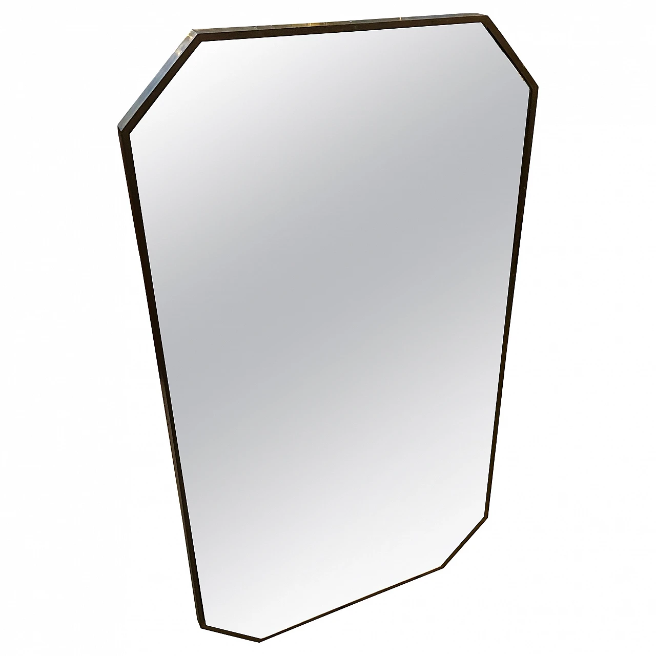 Specchio da parete ottagonale in ottone in stile Gio Ponti, anni '50 1