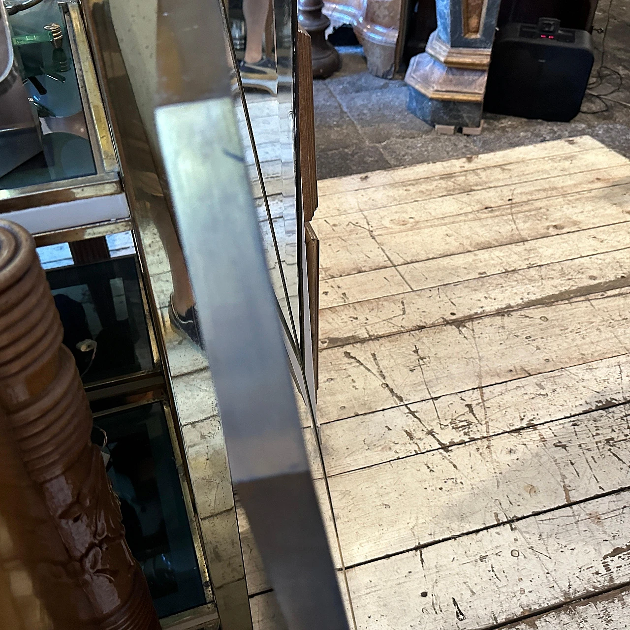 Specchio da parete ottagonale in ottone in stile Gio Ponti, anni '50 3