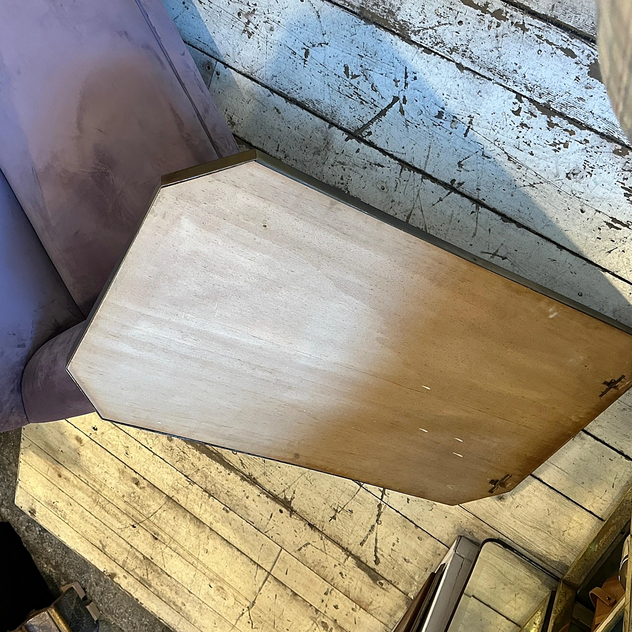 Specchio da parete ottagonale in ottone in stile Gio Ponti, anni '50 4